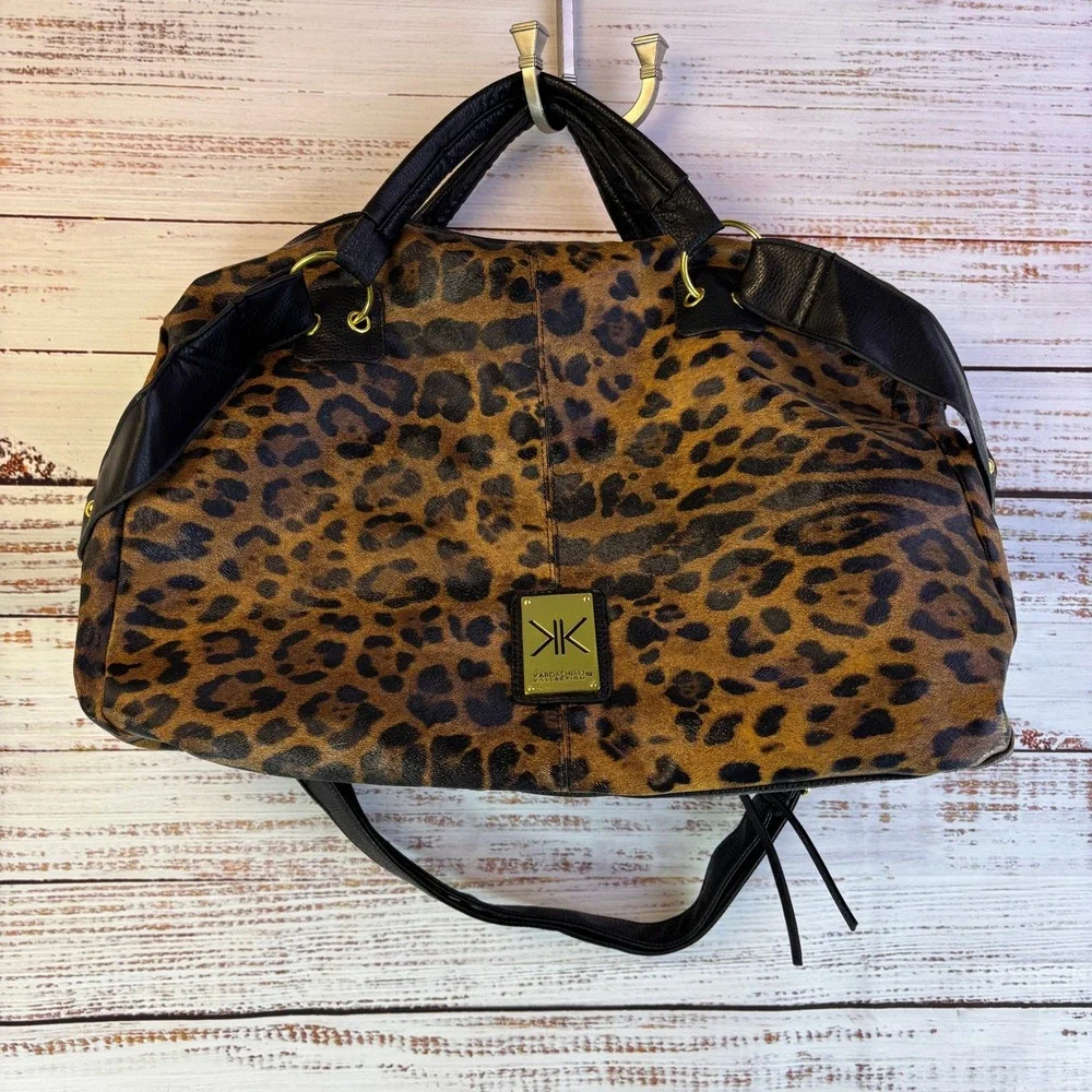 Vintage Kardashian Kollection Capetown Satchel Leopard Faux Leather Mob Wife